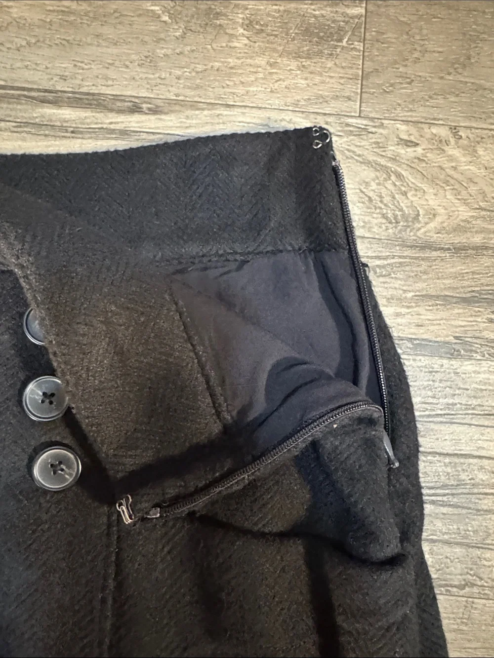 Free People Black Mini Skirt with Button Front Detailing - Size 6